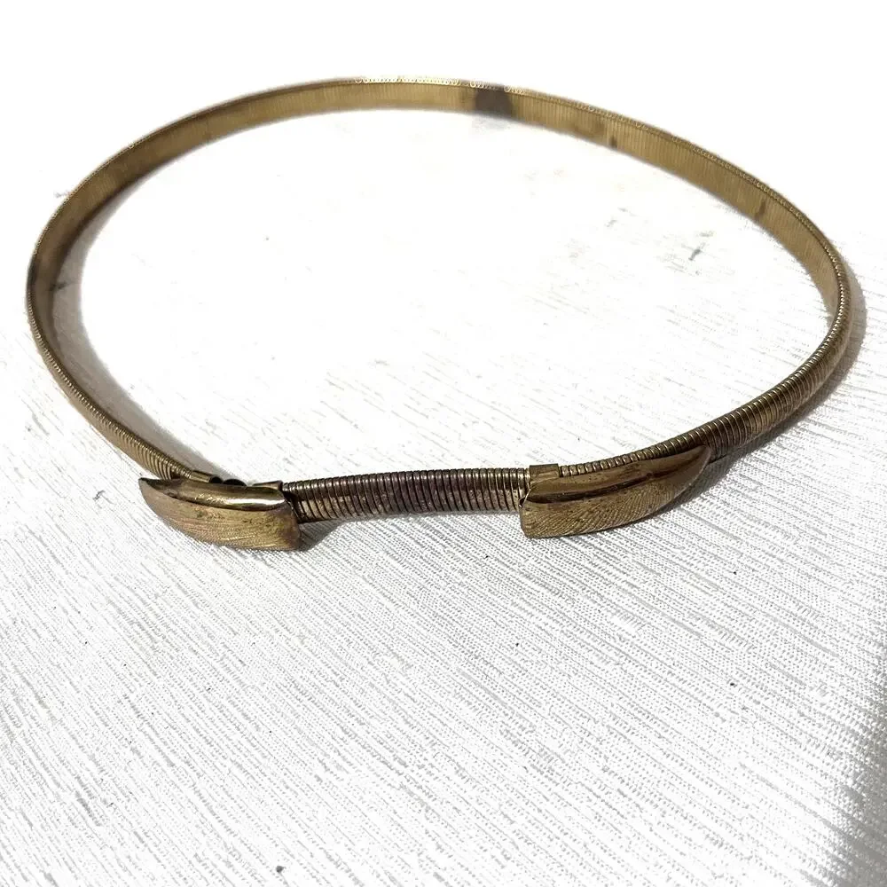 Vintage 70s Skinny Gold Metal Belt Chain slinky snake stretchy womens S 28